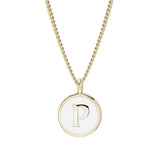 White Enamel Initial Pendant