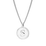 White Enamel Initial Pendant