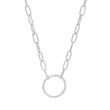 Paper Clip Necklace with Center Circle Station