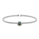 Round Blue Stone Basketweave Cuff Bracelet