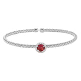 Round Pink Stone Basketweave Cuff Bracelet