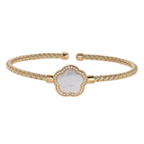 Mother of Pearl Flower Basketweave Cuff Bracelet