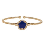 Navy Flower Basketweave Cuff Bracelet