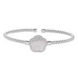 Mother of Pearl Flower Basketweave Cuff Bracelet