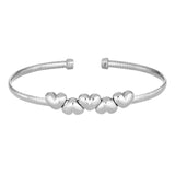 Five Heart Omega Cuff Bracelet