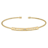 Polished Bar with Floating Stones Cable Cuff Bracelet