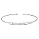 Polished Bar with Floating Stones Cable Cuff Bracelet