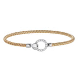 Open Circle Top Closure Basketweave Bracelet