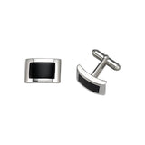 Curved Rectangle Cufflinks with Onyx Inlay