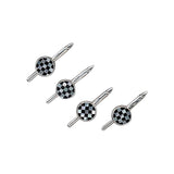 Round Onyx and Mother of Pearl Checkered Stud Set