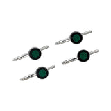 Round Malachite Stud Set with Onyx Border