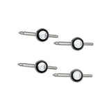 Round Mother of Pearl Stud Set with Onyx Border