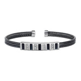 Cuff Bracelet with Black and Simulated Diamonds