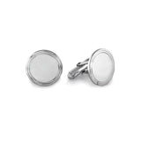 Polished Round Cufflinks with Double Line Border