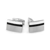 Rectangle Cufflinks with Carbon Fiber Stripe