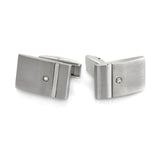 Rectangle Cufflinks with Polished Stripe and Diamond