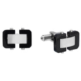 Cufflinks with Rectangle Center and Rounded Black Border
