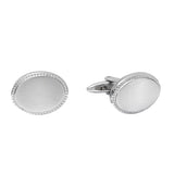 Satined Oval Cufflinks with Beaded Edge
