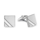 Brushed Rectangle Cufflinks with Signle Polished Corner