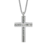 Hammered Steel and Diamond Cross