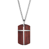 Wooden Dog Tag with Cross