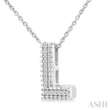 1/20 Ctw Bubble Accent Initial 'L' Round Cut Diamond Fashion Pendant With Chain in Sterling Silver