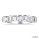 3/4 Ctw North-South Bezel Set Emerald Cut Diamond Fashion Band in 14K White Gold