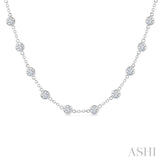 5 Ctw Bezel Set Round Cut Diamond Station Necklace in 14K White Gold