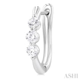 1/2 ctw 3-Stone Round Cut Diamond Fashion Hoop Earring in 14K White Gold