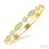 1/10 Ctw Marquise and Circular Motif Carved Round Cut Diamond Stackable Wedding Band in 14K Yellow Gold
