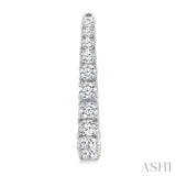 1 1/2 Ctw Graduated Round Cut Diamond Fashion Hoop Earrings in 14K White Gold