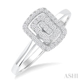 1/6 Ctw Double Halo Emerald Shape Petite Round Cut Diamond Fashion Ring in 10K White Gold