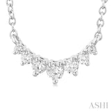 1/8 Ctw Graduated Petite Diamond Smile Necklace in 14K White Gold