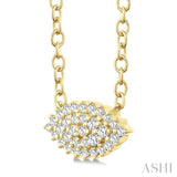 1/6 Ctw Petite East-West Set Marquise Shape Round Cut Diamond Cluster Fashion Pendant With Chain in 10K Yellow Gold