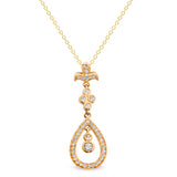Fleur De Lis Teardrop Pendant with Simulated Diamonds