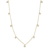 Nine Bezel Set Dangling Diamond Station Necklace