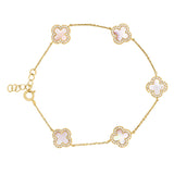 Pink Mother of Pearl Clover Station Bracelet