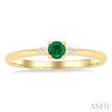 3.5 MM Round Shape Emerald and 1/50 Ctw Petite Round Cut Diamond Fashion Ring in 10K Yellow Gold