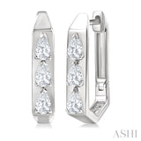 1/2 Ctw Pear Cut Diamond Hexagonal Fashion Hoop Earrings in 14K White Gold