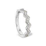 Platinum finish sterling silver micropave ups and downs ring with simulated diamonds