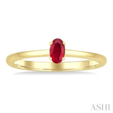 5x3 MM Oval Shape Ruby Precious Solitaire Ring in 14K Yellow Gold