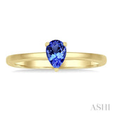 6x4 MM Pear Shape Tanzanite Precious Solitaire Ring in 14K Yellow Gold