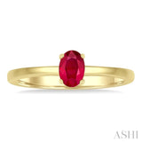6x4 MM Oval Shape Ruby Precious Solitaire Ring in 14K Yellow Gold