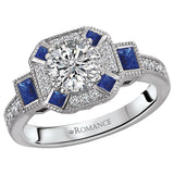 14kt White Gold Sapphire and Diamond Semi-Mount Ring