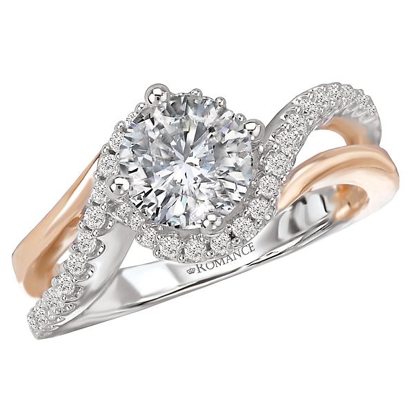 two tone semi-mount diamond ring