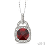 Silver Gemstone & Diamond Pendant