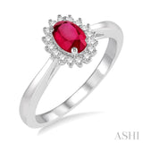 Oval Shape Gemstone & Diamond Ring