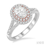 3/4 Ctw Diamond Semi-mount Engagement Ring in 14K White and Rose Gold