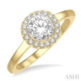 1/10 Ctw Round Cut Diamond Semi-Mount Engagement Ring in 14K Yellow and White Gold