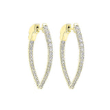 14KT Yellow Gold & Diamond Classic Book Hoop Fashion Earrings   - 1 ctw